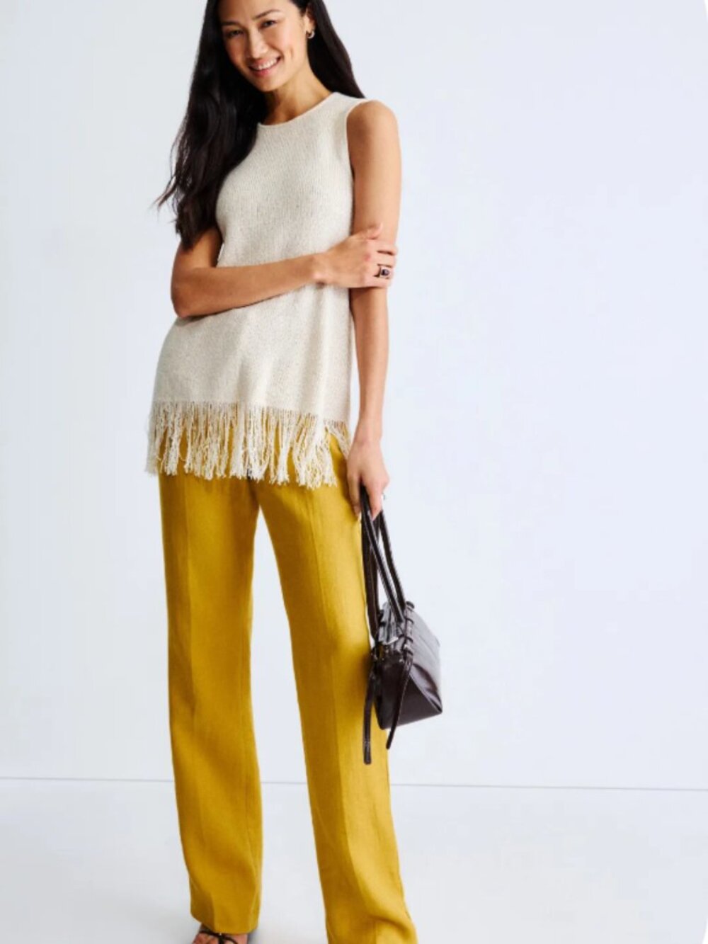NWT Argent Straight-Leg Tailored Trousers /Mustard Yellow-8- MSRP $325